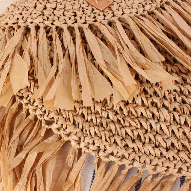 Recycled Woven Straw Shoulder Bag.