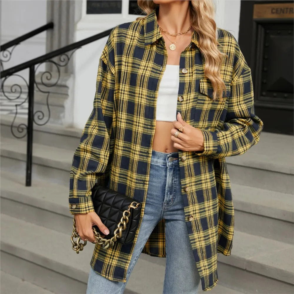 Women's Long Oversized Flannel Shirt