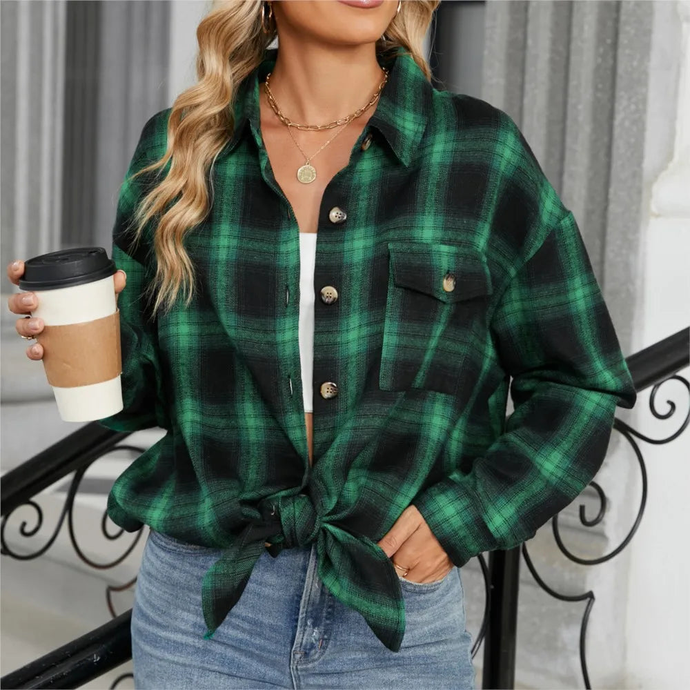 Women's Long Oversized Flannel Shirt