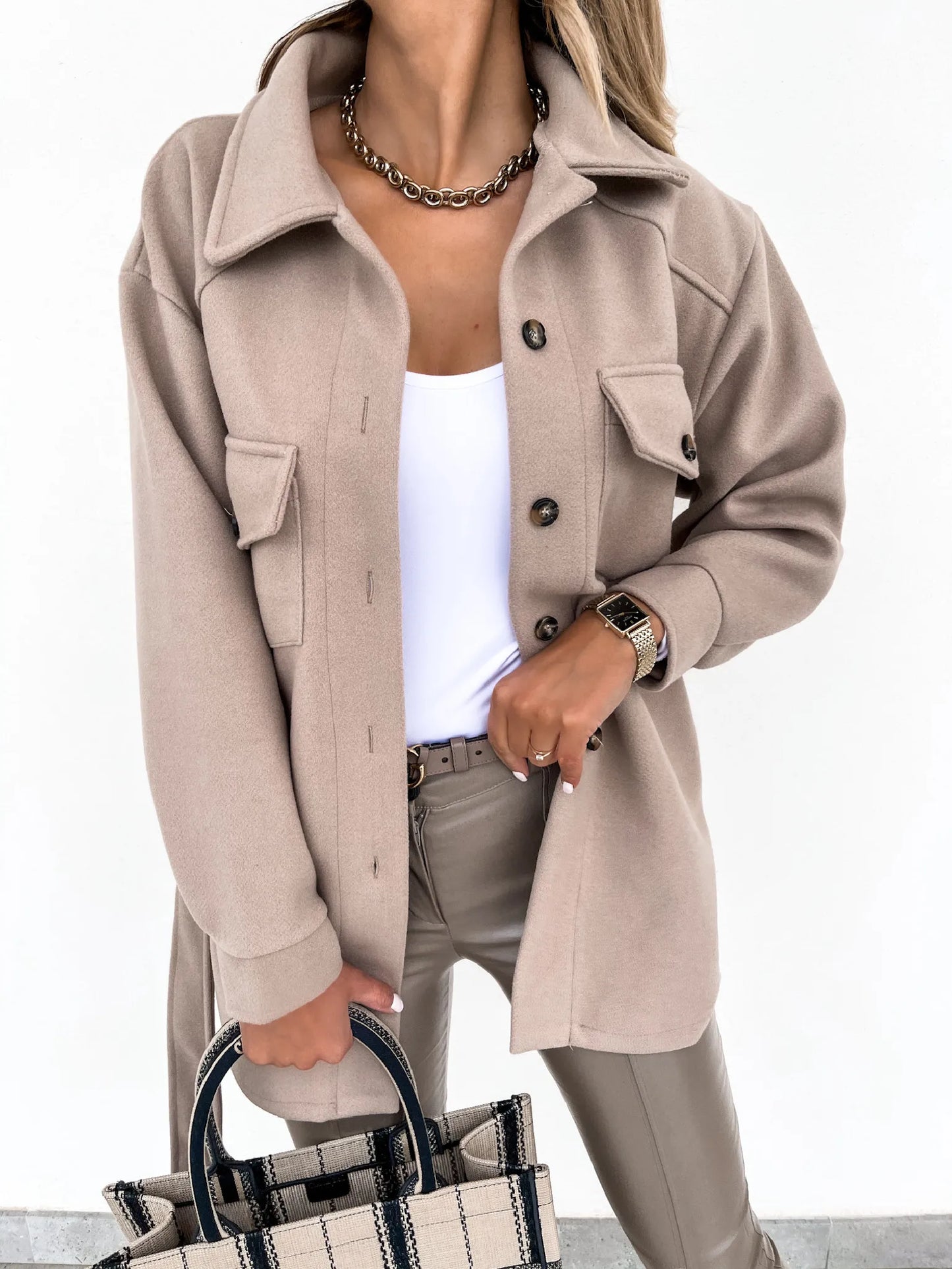 Fall solid color women's woven jacket